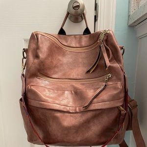 Pink faux leather Bookbag